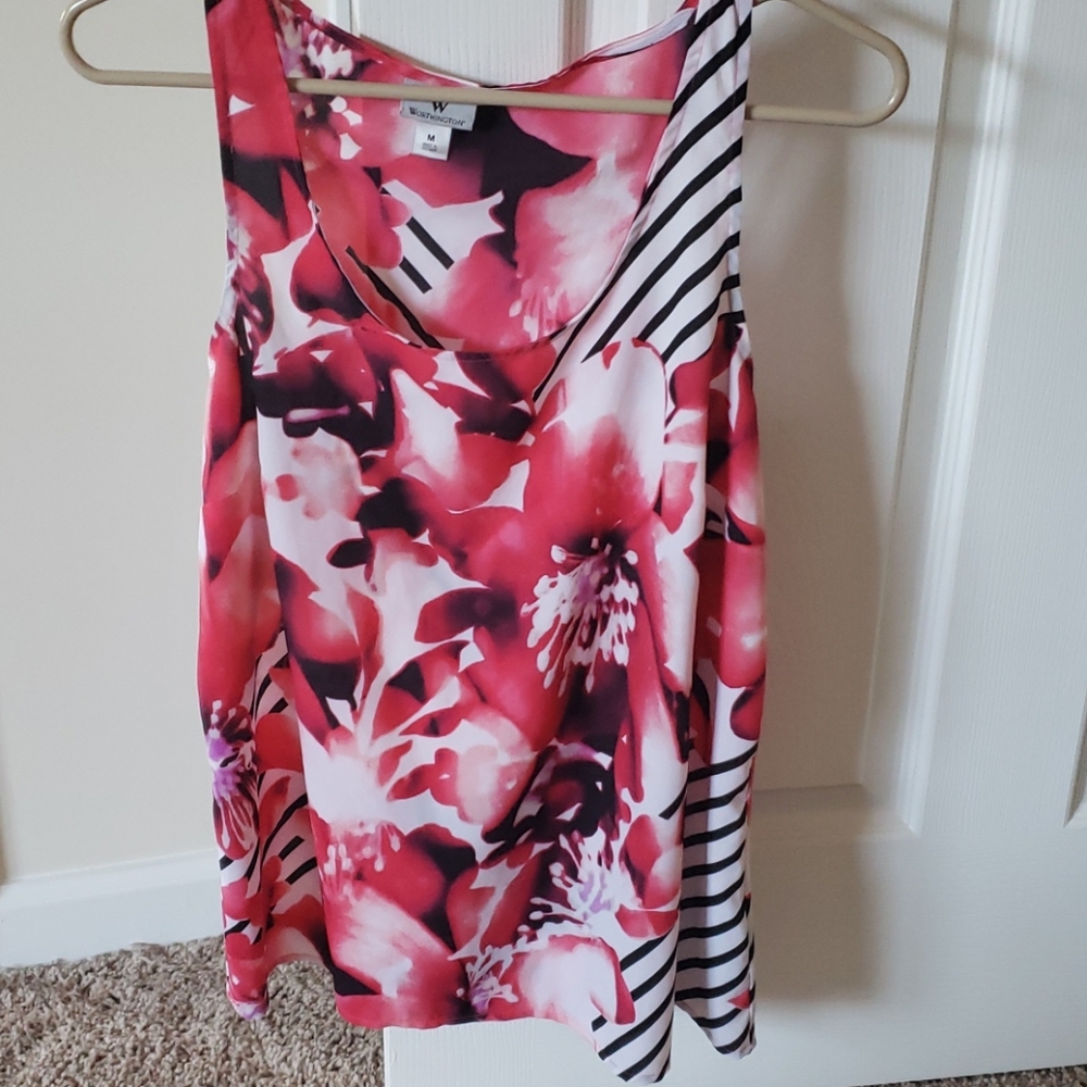 Worthington Tank top pink and white Medium